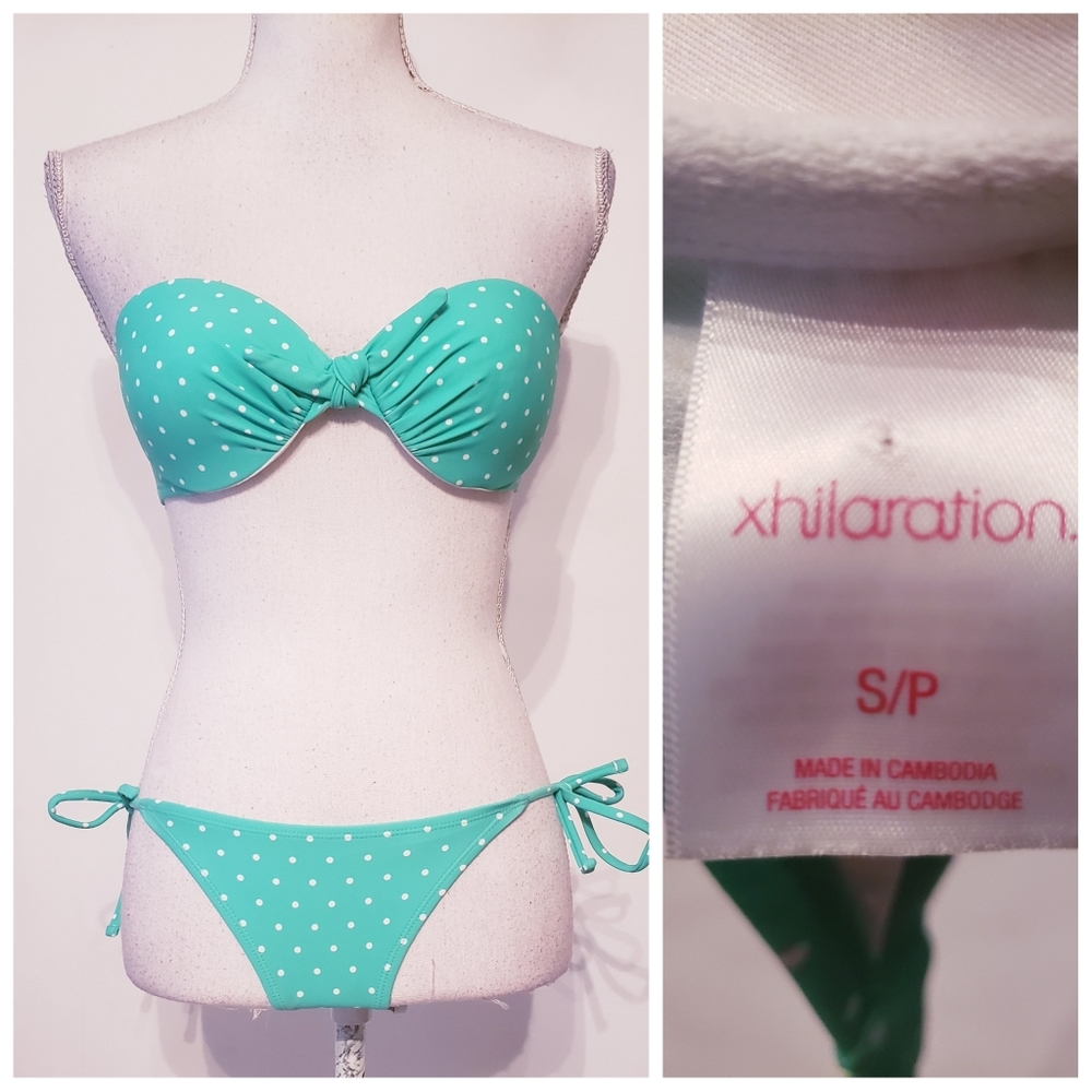 Green and White poka dot swimsuit NWOT